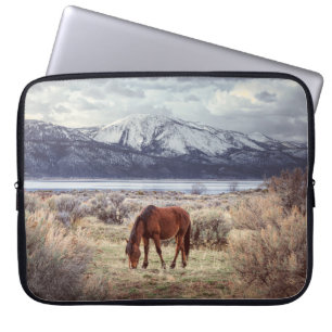 Wild horse: Nevada winter landscape. Laptop Sleeve