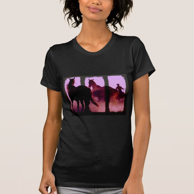 Wild Horse Roundup Triptych T-Shirt (Front)