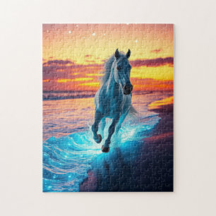 Wild Horse runs at sunset Jigsaw Puzzle