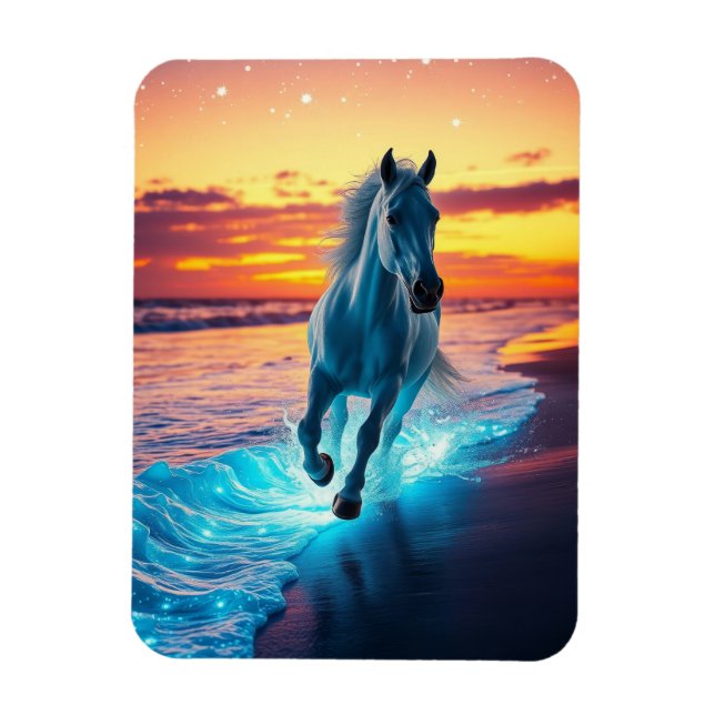 Wild Horse runs at sunset Magnet (Vertical)