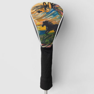 Wild Horse Sunset Art - Handmade artwork  Golf Head Cover