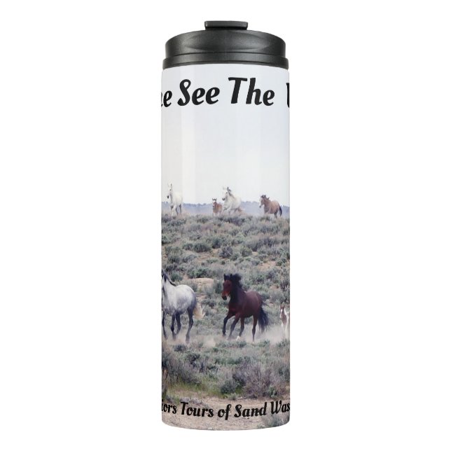 Wild Horse Warriors Tours of Sand Wash Basin Thermal Tumbler (Front)