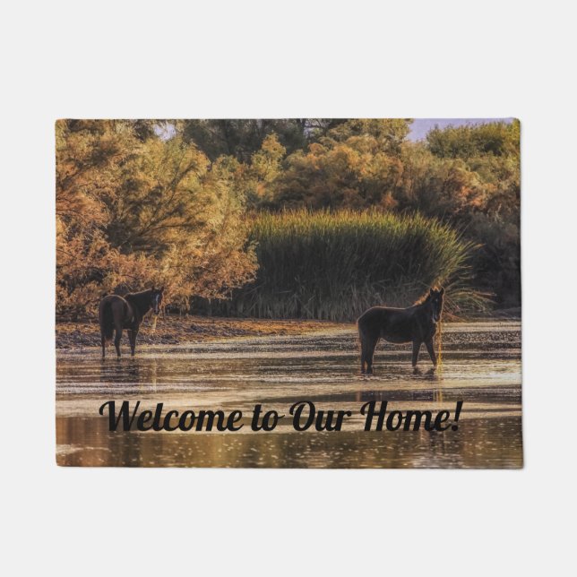 Wild Horse Welcome to Our Home Door Mat (Front)