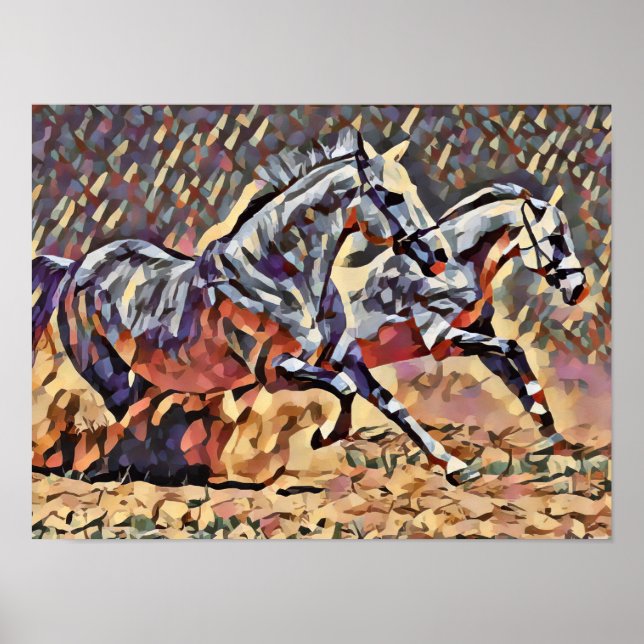 Wild Horses abstract Animal western Art Poster (Front)