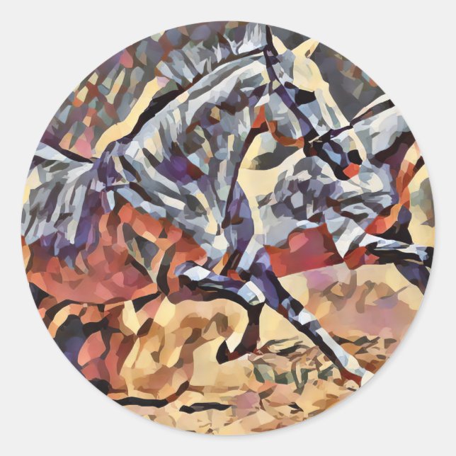 Wild Horses abstract Animal western Rodeo Art  Classic Round Sticker (Front)