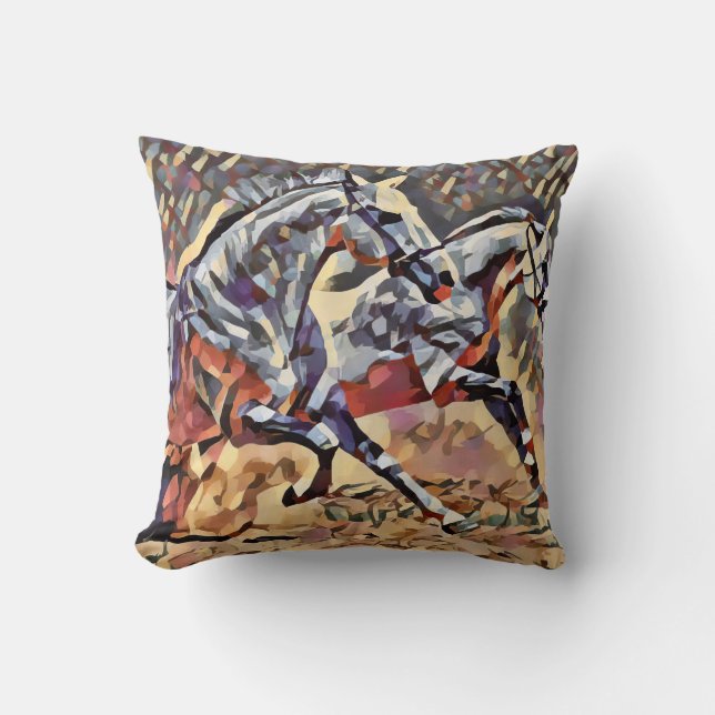 Wild Horses abstract Animal western Rodeo Art Cushion (Front)