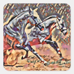 Wild Horses abstract Animal western Rodeo Art Square Sticker