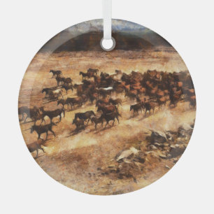 Wild Horses: Artistic Animal Majesty. Glass Tree Decoration