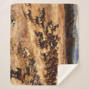 Wild Horses: Artistic Animal Majesty. Sherpa Blanket