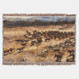 Wild Horses: Artistic Animal Majesty. Throw Blanket