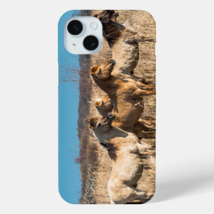 Wild horses at Wicken Fen, England, UK iPhone 15 Mini Case