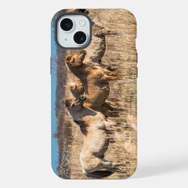Wild horses at Wicken Fen, England, UK iPhone Case (Back)