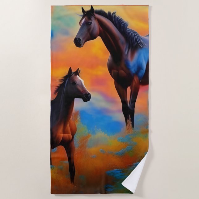 Wild Horses  Beach Towel (Front)