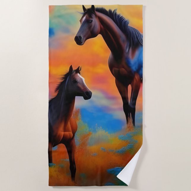 Wild Horses  Beach Towel (Front)