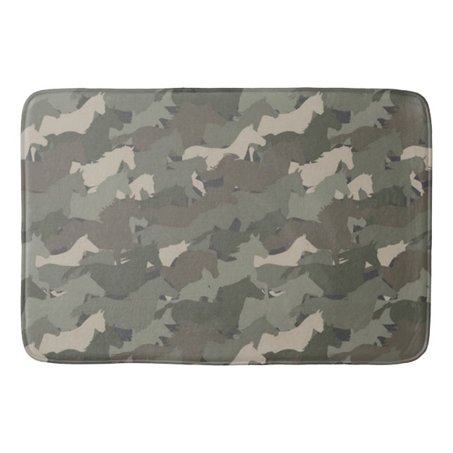 Wild Horses Camouflage Pattern Bath Mat (Front)