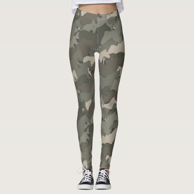 Wild Horses Camouflage Pattern Leggings (Front)