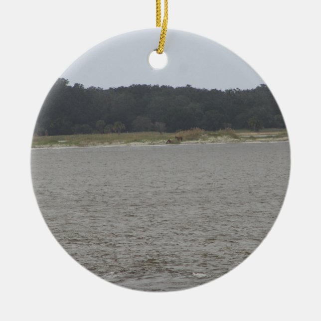 Wild Horses Ceramic Tree Decoration (Front)