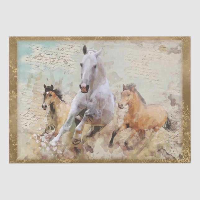 Wild Horses Decoupage Tissue Paper (Front)