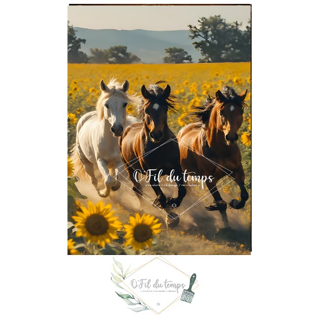 Wild horses field of sunflowers decoupage  tissue paper (Creator Uploaded)
