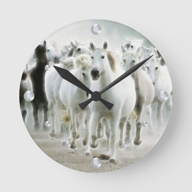 Wild Horses Fractal Wall Clock (Front)