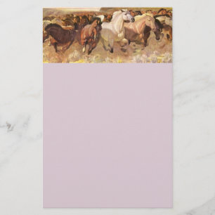 Wild Horses Horse Letterhead Stationery Lavender