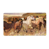 Wild Horses Horse Run Stampede Art Address Label
