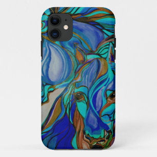 Wild Horses In Brown and Teal iPhone 11 Case