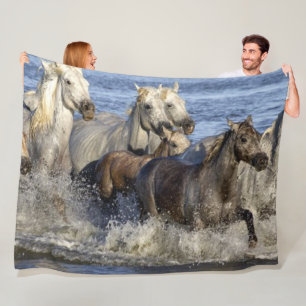 WILD HORSES in the SURF Fleece Blanket