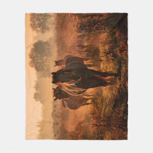 Wild Horses: Intense Gaze Encounter Fleece Blanket