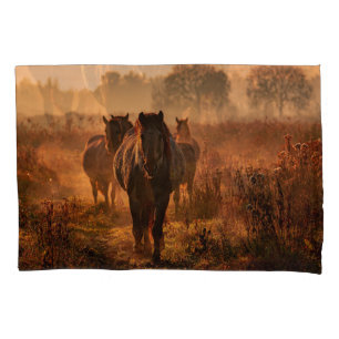 Wild Horses: Intense Gaze Encounter Pillowcase