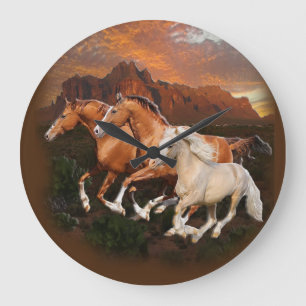 Wild Horses Large Clock