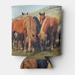 Wild Horses Livno Nature Scene Can Cooler