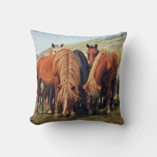 Wild Horses Livno Nature Scene Cushion (Front)
