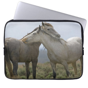 Wild Horses Nuzzling Laptop Sleeve