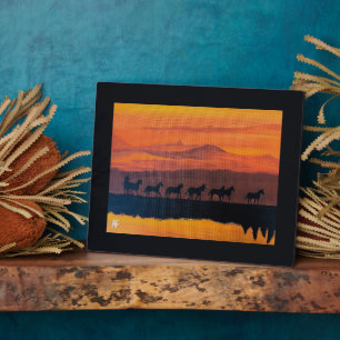 Wild Horses of Montana Painting by Alfred Fox Plaque