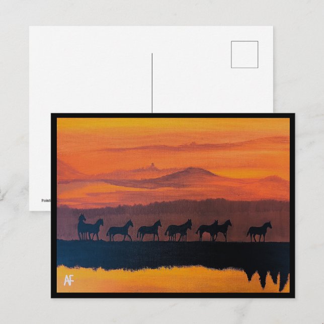 Wild Horses of Montana Painting by Alfred Fox Postcard (Front/Back)