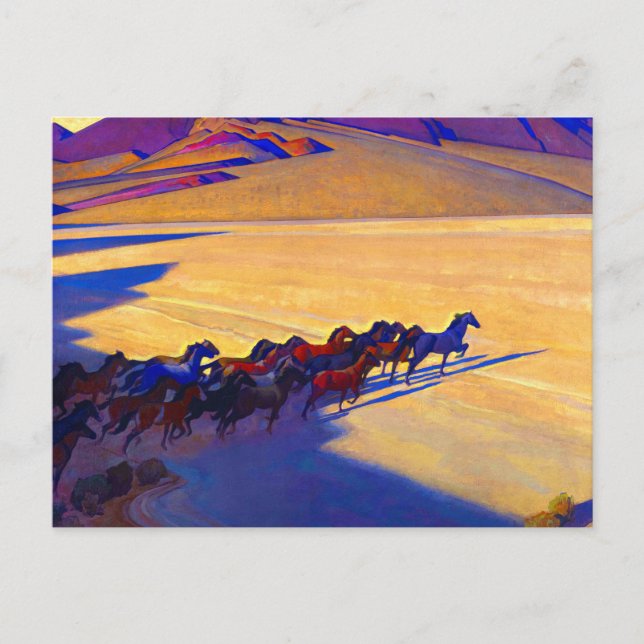 Wild Horses of Nevada, 1927 by Maynard Dixon Postcard (Front)