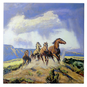 “Wild Horses of Nevada” by Carl Oscar Borg Tile