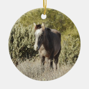 Wild horses, ornament, Christmas, horse Ceramic Tree Decoration