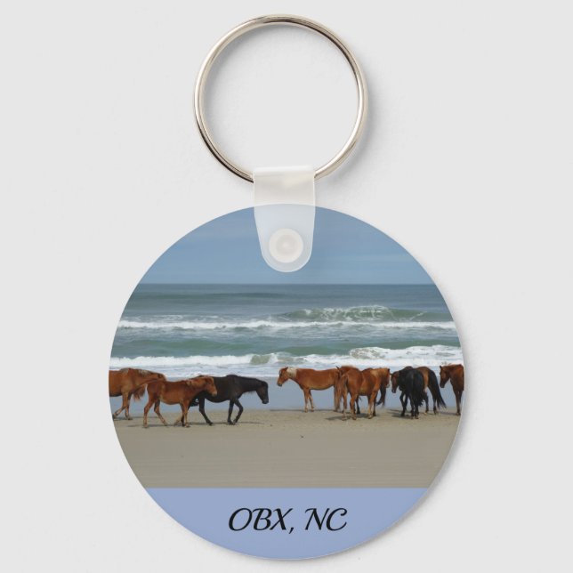 Wild Horses Outer Banks NC Key Ring (Front)
