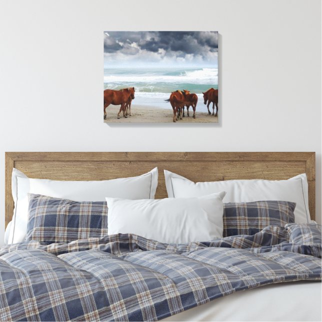 Wild Horses Outer Banks OBX Corolla NC Canvas Print (Insitu(Bedroom))
