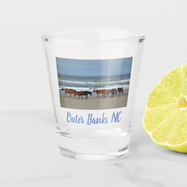 Wild Horses Outer Banks OBX Corolla NC Shot Glass (Front)