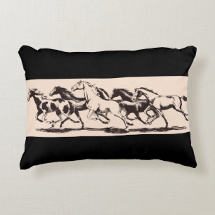 wild horses print decorative cushion