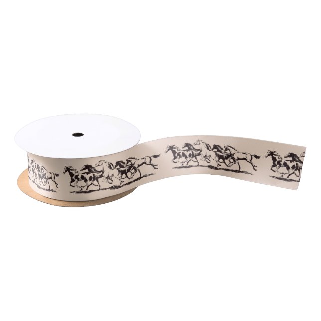 wild horses print satin ribbon (Spool)