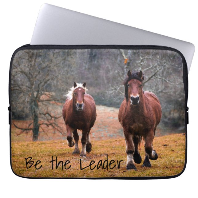 Wild Horses Racing in Woods Laptop Sleeve (Front)