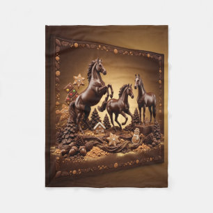 Wild Horses Running Dusty Desert Landscape Fleece Blanket