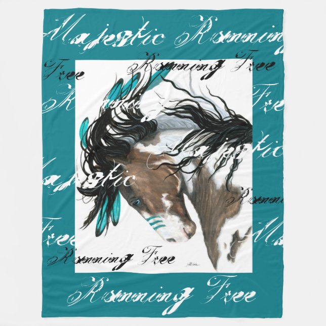 Wild horses Running Free Blanket by Bihrle (Front)