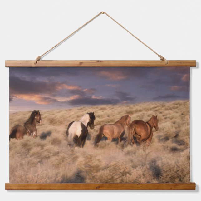 Wild Horses Running Hanging Tapestry (Front)