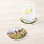 Wild Horses Running in a Wildflower Meadow Coaster<br><div class="desc">A coaster image for cowgirls,  cowboys and western art lovers,  a gorgeous painting of wild horses running in a grassy field of wildflowers.</div>