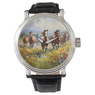 Wild Horses Running in a Wildflower Meadow Watch